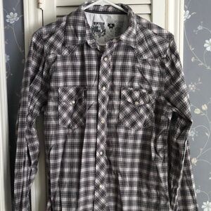 Old Navy Live VIP Access Long Sleeve Plaid Button Up Western Fit Men's Size M